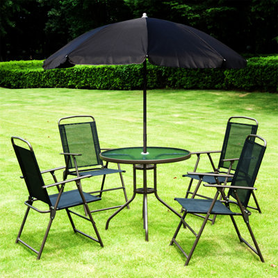 Outsunny 6 Piece Patio Dining Set For 4 With Umbrella