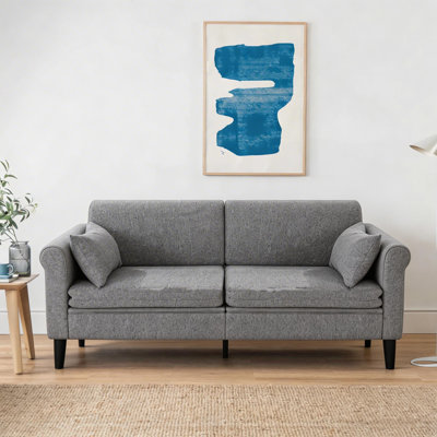 Zhania 75.39"W-6-in-1 Convertible Sofa Bed, Loveseat Sleeper Sofas with Pull Out Couch Bed, Removable Backrest, Storage Pockets and 2 Pillows, Modern Folding Linen Futon Couch for Small Spaces
