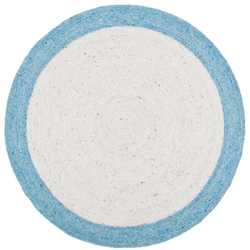 Novello Hand Woven Wool/Cotton Rug in Ivory, Round 5'
