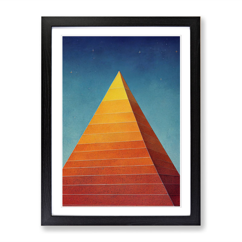 Modern Pyramid Art - Picture Frame Print, Black, 34cm H x 25cm W x 2cm D