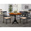 L'ensemble de table 3 pièces Mid-Century comprend une table de salle à manger et 2 chaises de salle à manger en lin avec dossier à lattes - finition noire-994833264-994833270-994833271