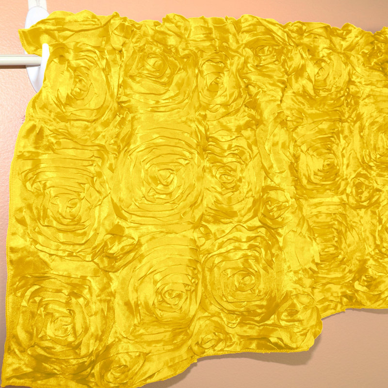 Floral Tailored Window Valance, 54" W x 14" L, Bright Yellow
