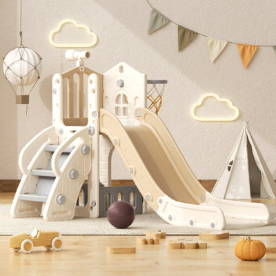 Ensemble de jeu pour enfants 6 en 1, jeu d'escalade intérieur et extérieur avec panier de basketball