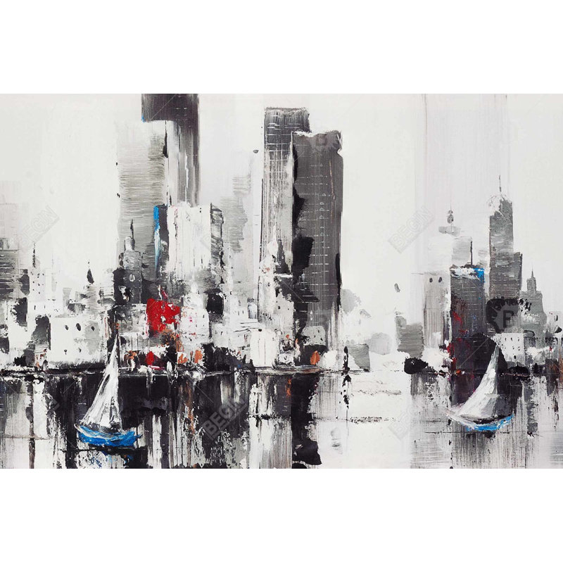 " Abstract Boats With Cityscape "