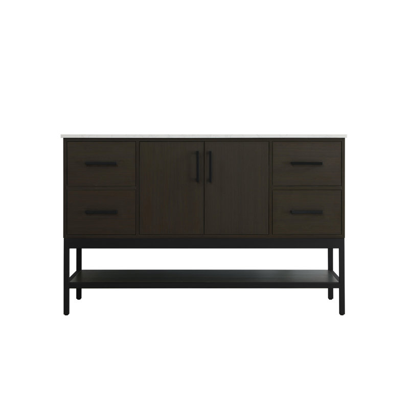 54 inch Single Bathroom Vanity, Mocha Brown