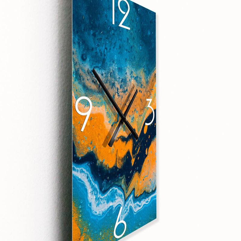Horloge murale abstraite à composition abstraite en marbre et iv, Petit