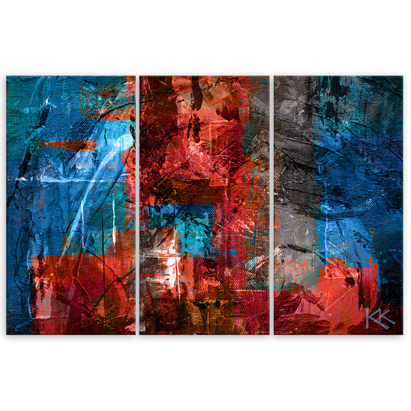 Red, Hand -Packed, Abstract - No Frame Print on Canvas