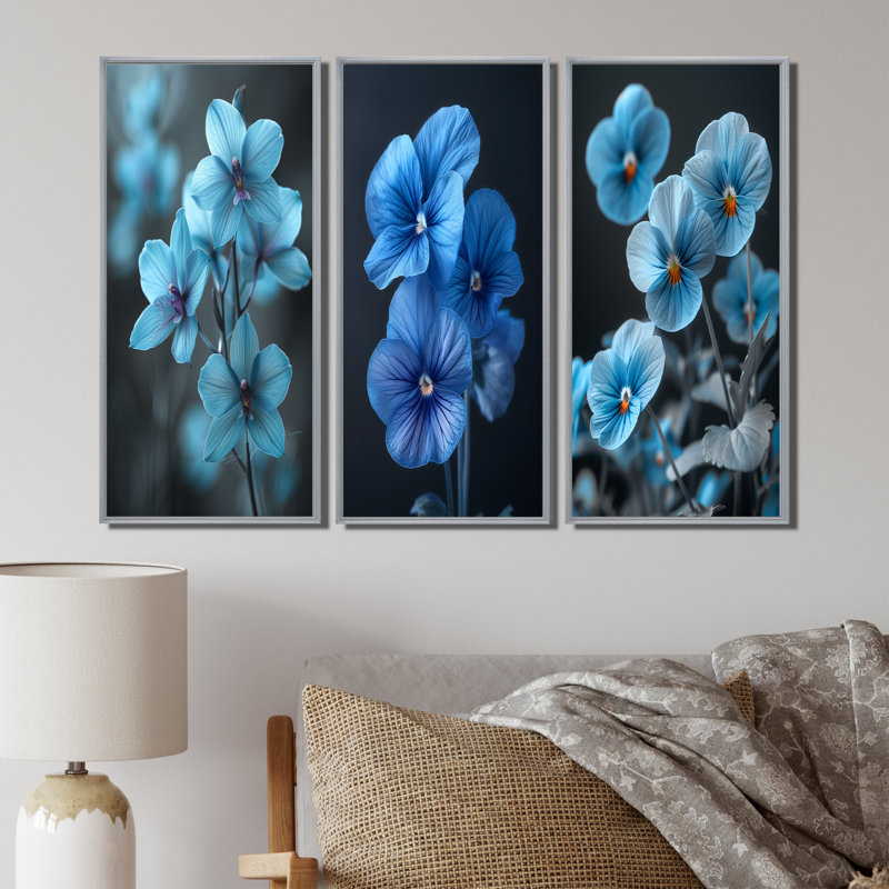 Collection de reproductions de toiles orchidées bleues et bleues, Argent argent, H 28 po x l 36 po