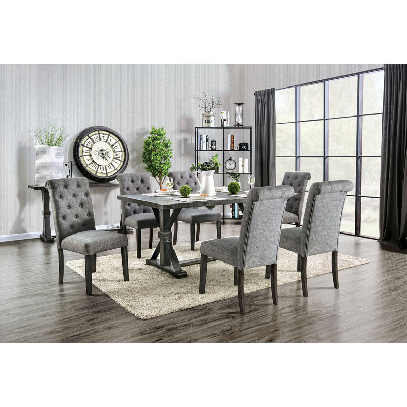 Ensemble de 2 chaises d'appoint rembourrées à dossier en tissu d'ameublement, Gris