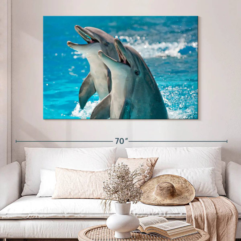 Dauphins excités, H 34 po x l 51 po