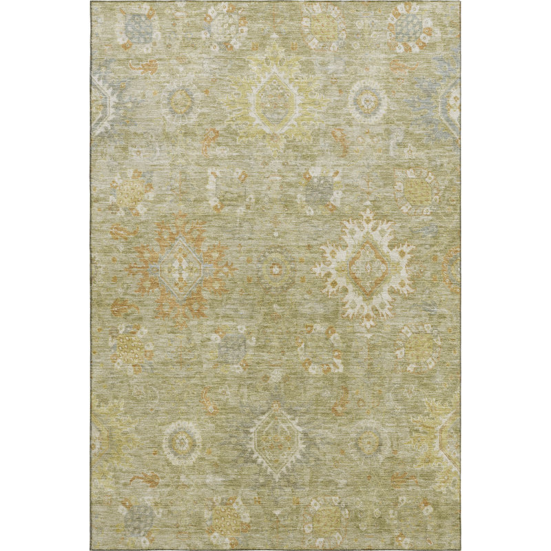 Premium Machine Washable Mayfield AMF1927 Global Rug, Rectangle 3' x 5'