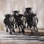 Groupe de taureaux qui courent - Reproduction matte encadrée pour la décoration intérieure