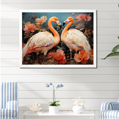 «Graceful Orange Flamingo Ballet» sur toile