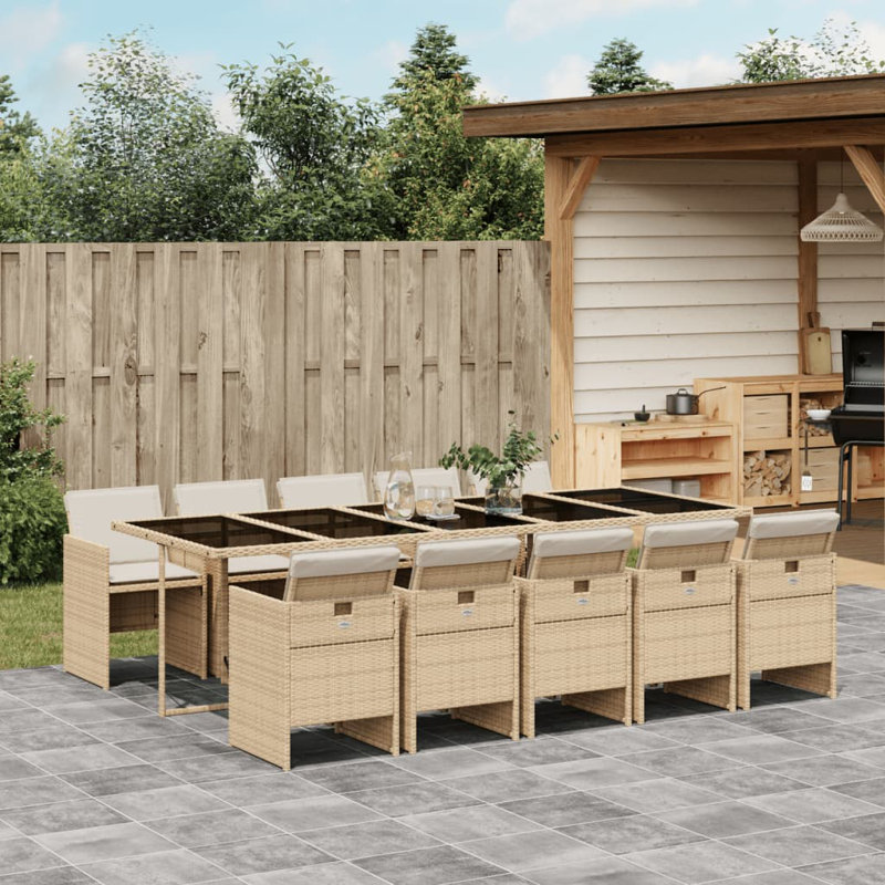  Ensemble de 10 chaises de patio, Blanc, crème, Beige