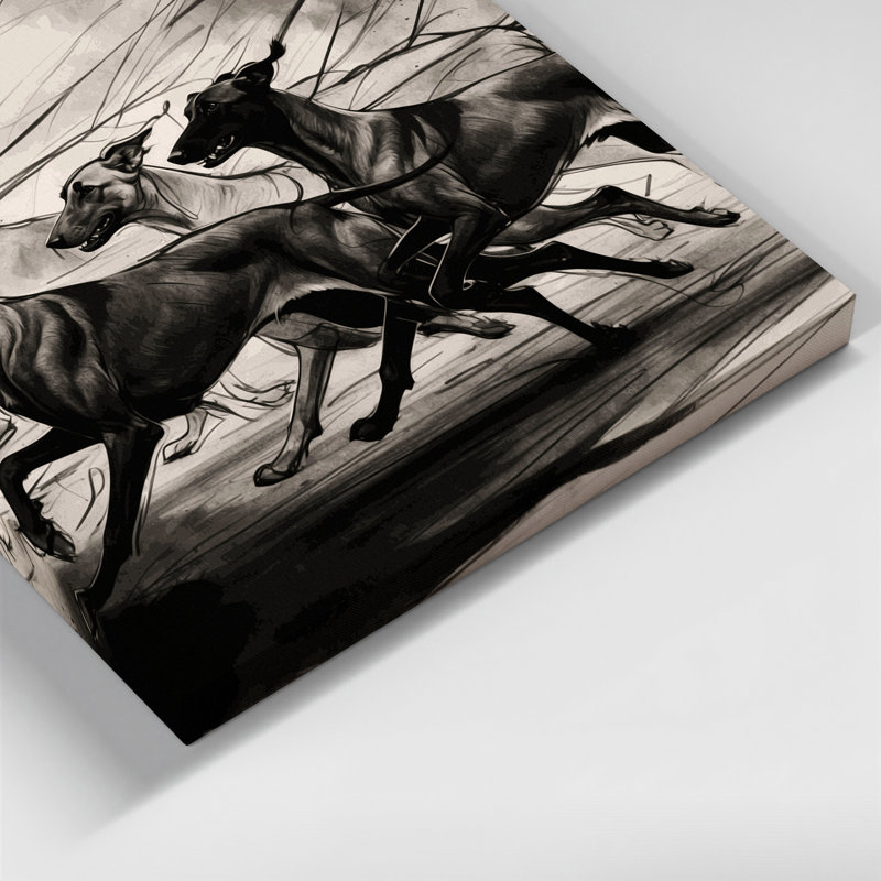 «Dogs Scottish Deerhound», art mural sur toile noire, H 11 po x l 14 po