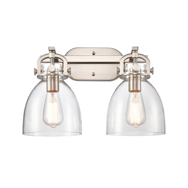 Éclairage pour meuble-lavabo mural 2 lumières 7 po Badillo, Transparent, Nickel satiné