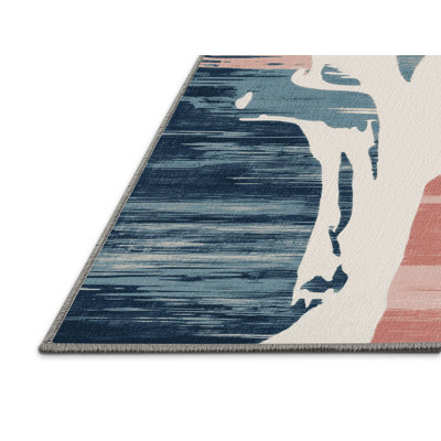 Machine Washable Watercolor Gray Area Rug