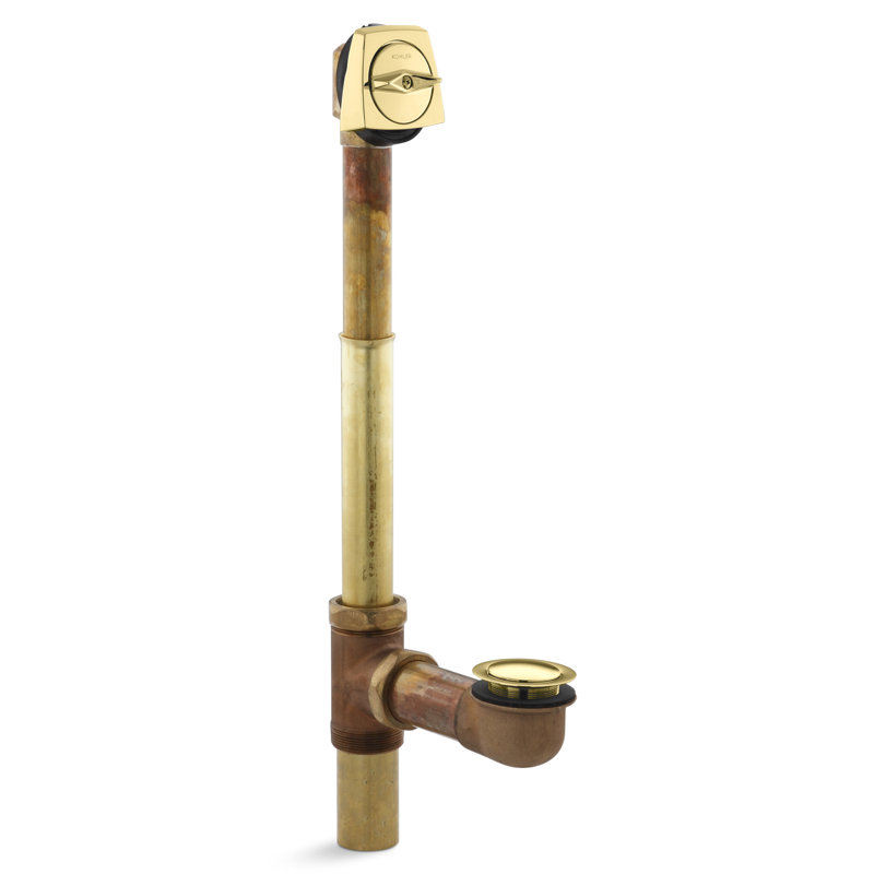 Clearflo Leg Tub Drain with Overflow, Vibrant Polished Brass