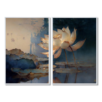 Blanc rétro lotus à l'aube - art mural blanc