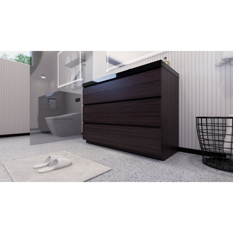 Reyes 47'' Single Bathroom Vanity Base Only, Dark Gray Oak
