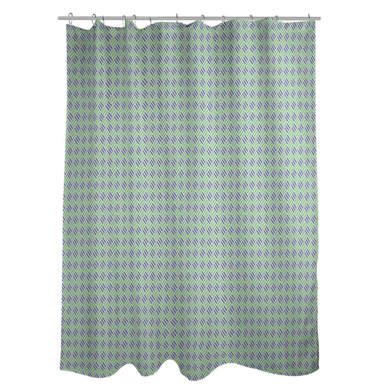 Rideau de douche simple à motif de losanges classiques, Jaune-vert / bleu