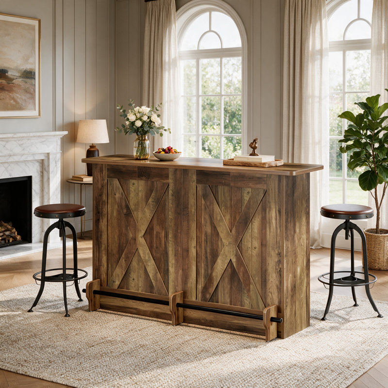 Bar Home avec tablettes à 2 niveaux, Brun