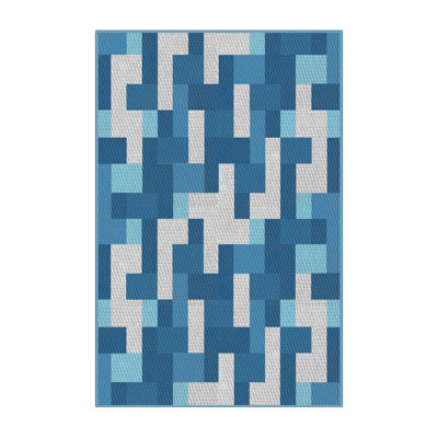 Tapis bleu/bleu/blanc à motifs