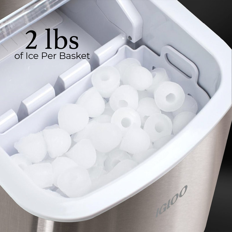 Igloo Automatic Self-Cleaning 26-Pound Countertop Ice Maker, Large or Small Cubes, Scoop Included, Stainless Steel