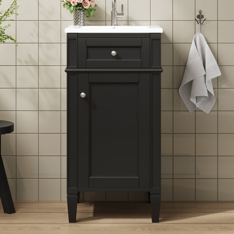 Base de meuble-lavabo simple 16,5 po seulement, Noir, Noir