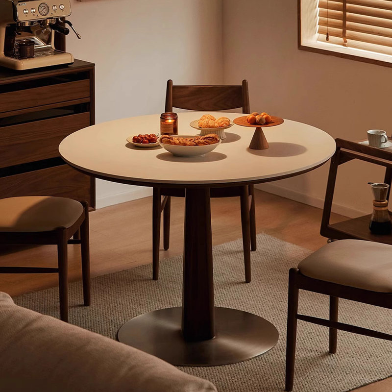 Table de salle à manger blanche et noyer, H 29,92 po x L 39,37 po x l 39,37 po, Blanc