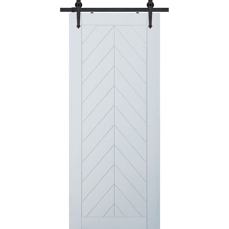 Porte de grange à chevrons apprêtée sans trousse de quincaillerie d'installation, 32 po x 96 po