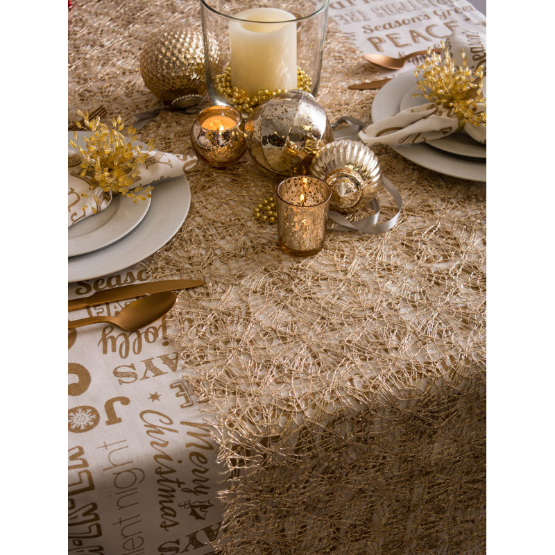 Julia Sequin Mesh Table Runner, Gold