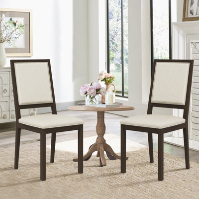 Upholstered Solid Wood Fabric Dining Chair by Winston Porter