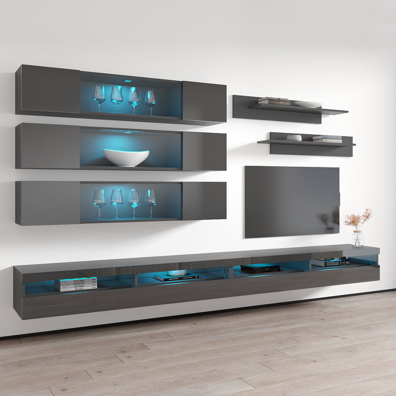Fly 126" J 35TV Floating Grey Entertainment Centre, Grey
