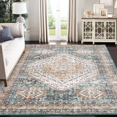 Rectangle Abstract Washable Area Rug