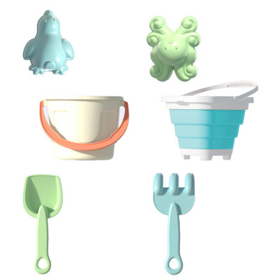 Plastics buckets Kids Beach Toys Set Sand Play Tools With Bucket Shovels Rakes Sand Molds Outdoor Sandbox Toys For Beach Pool Backyard