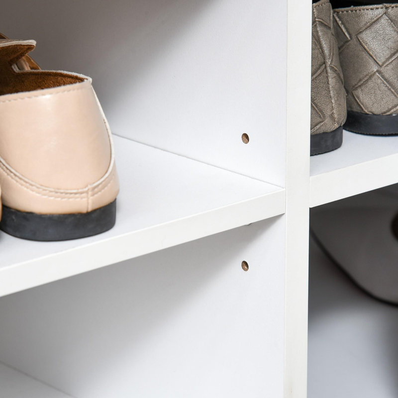 Banc à chaussures moderne et multifonctionnel avec tablettes réglables, Blanc