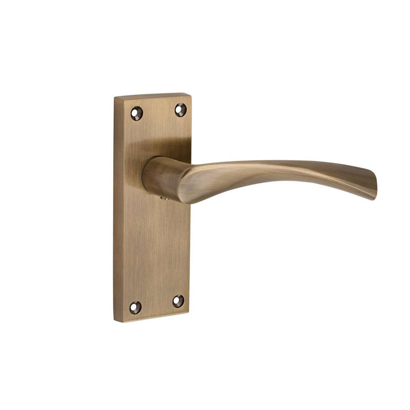 Golden Grace 6 Pairs Victorian Design Astrid Door Handle Satin Brass Finish Bathroom and Lock Set - 120mm x 40mm