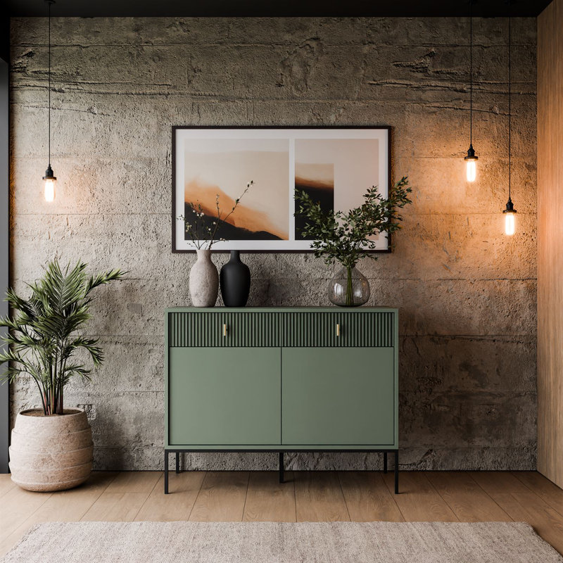 MIDNIGHT 104cm Sideboard, Black/Smoke Green