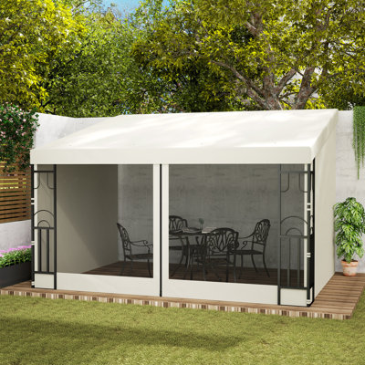 Pavillon de jardin mural 10 'x 13' avec rideaux et filets