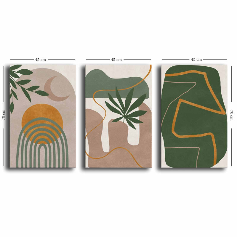 Stunning Decorative Canvas Painting Set (3 Pieces), 100% Canvas, Total Size: 57.1 x 27.6 inches | 100% Pine Wood Frame, Thickness: 0.1 inches | Perfect for Living Room & Bedroom Decor, Vibrant Colors and Elegant Design