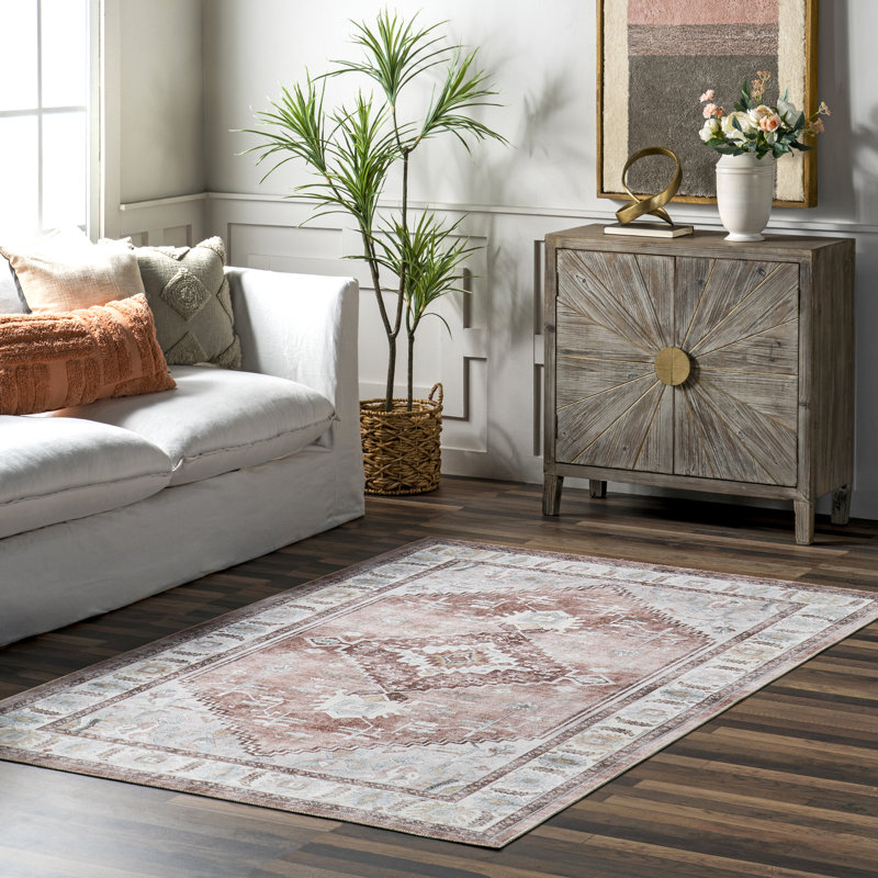 Lawrence SpinClean Traditional Machine Washable Area Rug, Rectangle 5' x 8'