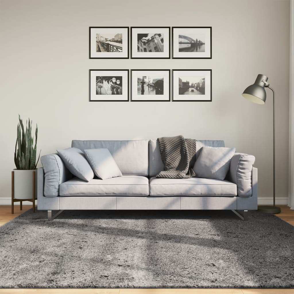 Rug "HUARTE" Short Pile Soft and Washable Anthracite