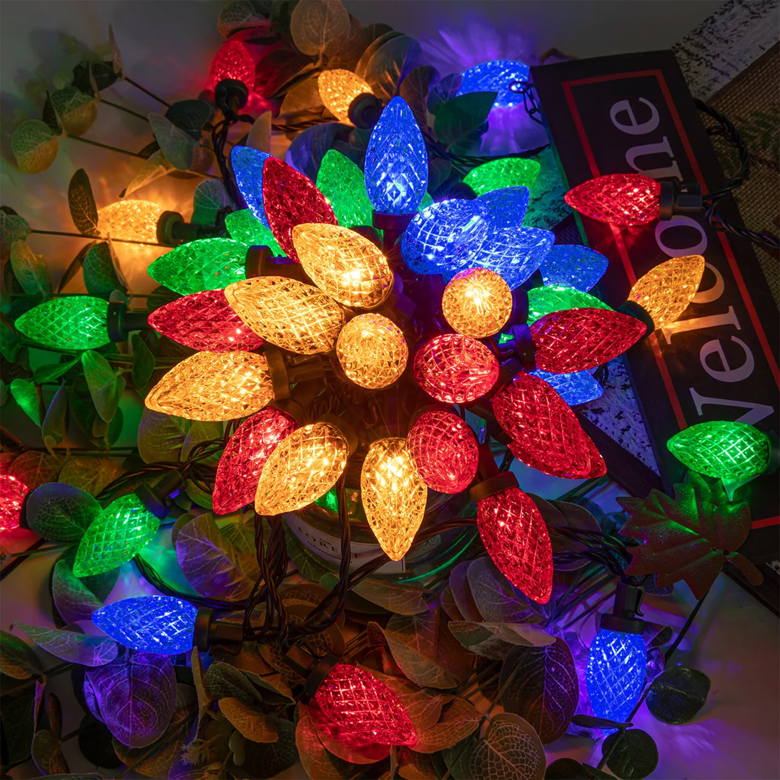 C9 LED Christmas String Lights, Multicolor, 50