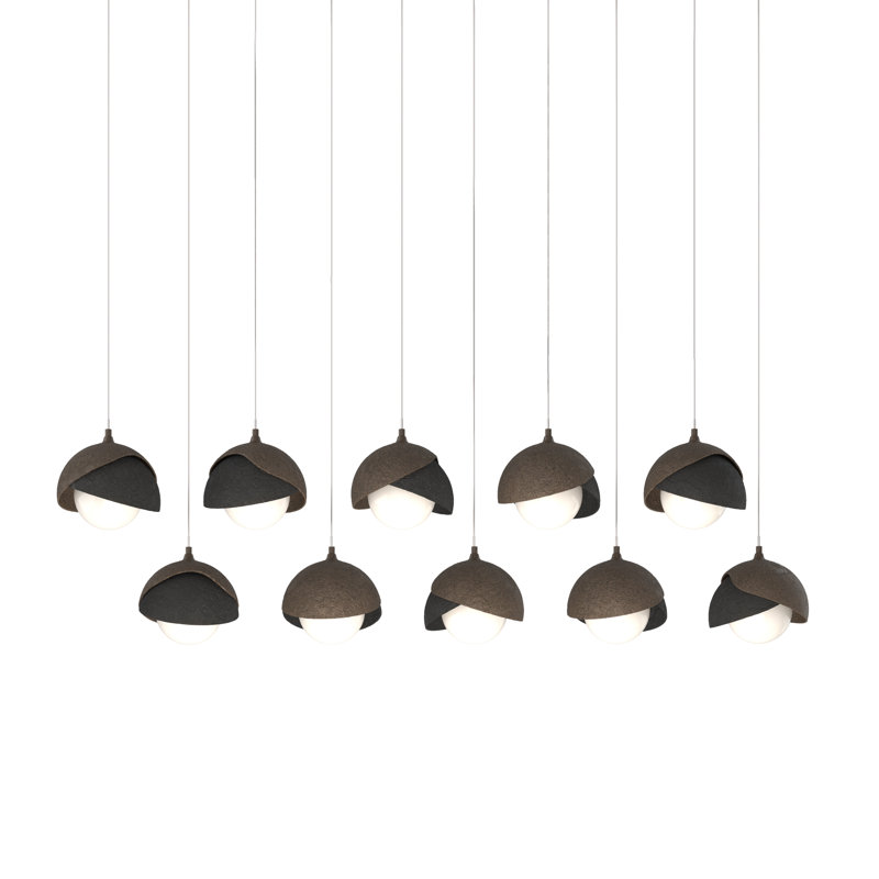 Luminaire suspendu linéaire à double abat-jour 10 lumières Brooklyn, Bronze, Standard: 10 po à 80 po, Bronze