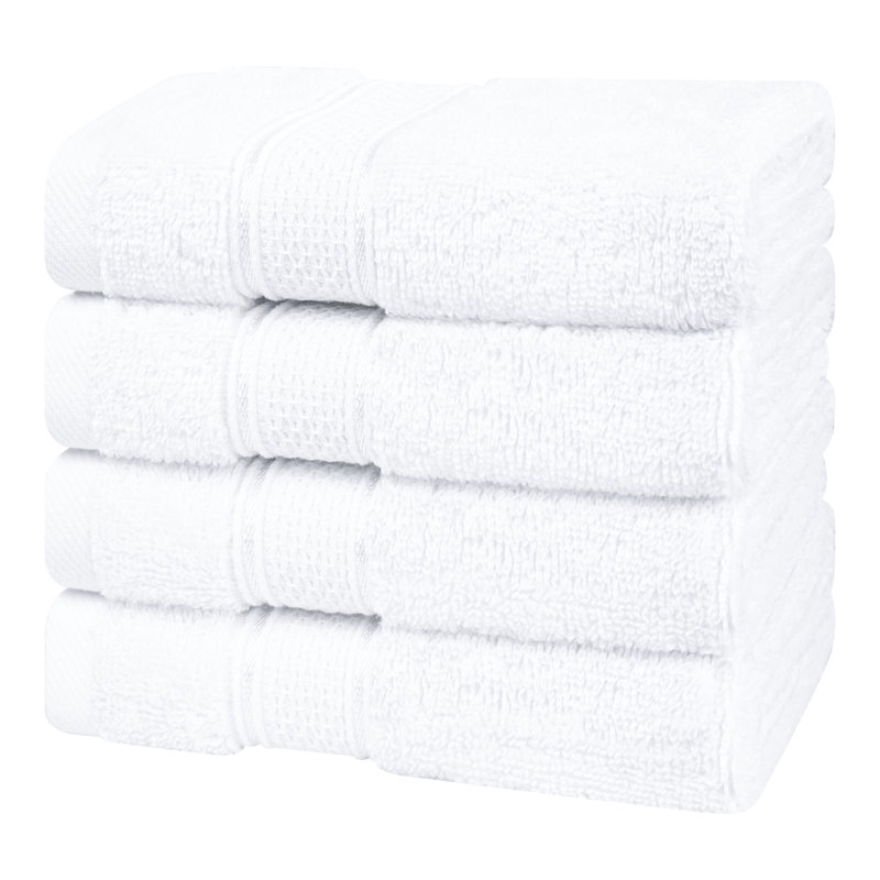 Ensemble de débarbouillettes 4 pièces 100% coton absorbant mâle, Blanc