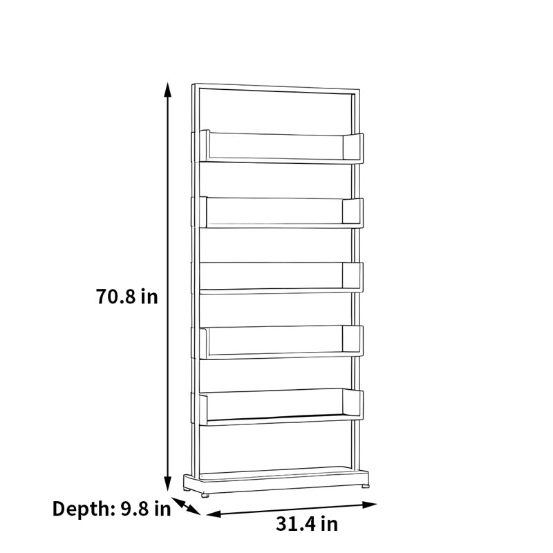 Une bibliothèque texturée et exquise, (5 tablettes) H 70,8 po x l 31,4 po x P 9,8 po, Noir / brun