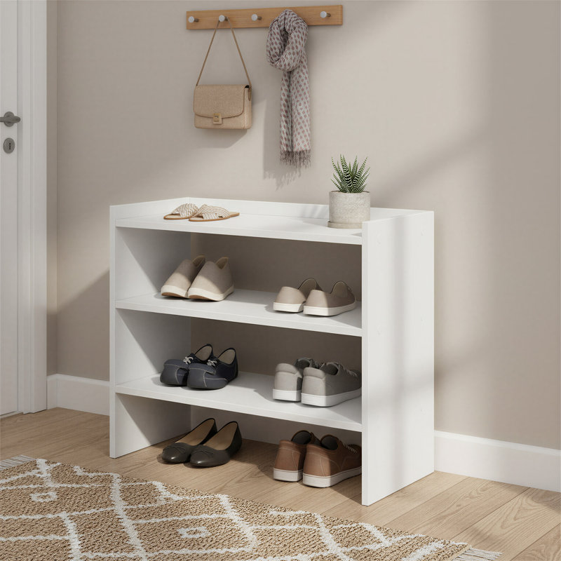 Étagère à chaussures 2 niveaux 10 paires, 14.2" H X 32.3" W X 11.7" D, White