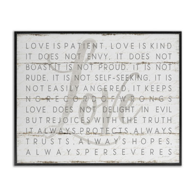 «Love Is Patient Planked Look» par Jennifer Pugh - impression d'art graphique