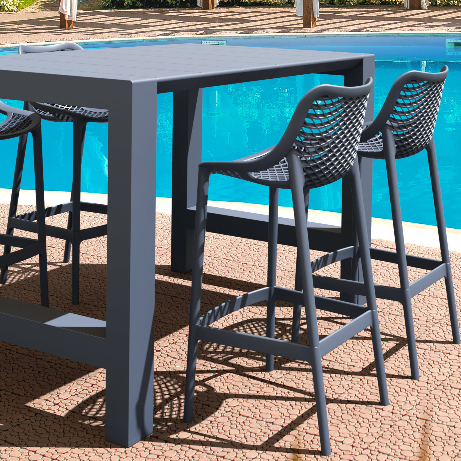 Farrah 39" Patio Dining Set, Dark Gray